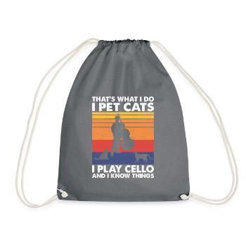 That's What Do Pet Cats Play Cello & Know Things - Turnbeutel - Grau - Vorne