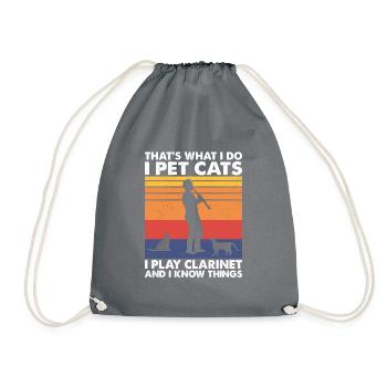 That's What Do Pet Cats Play Clarinet Know Things - Drawstring Bag - grey - Front