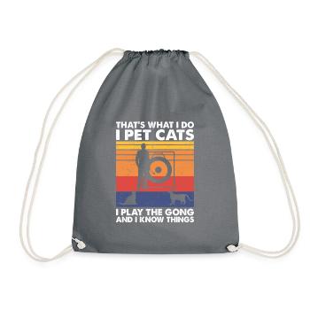 That's What Do Pet Cats Play The Gong Know Things - Drawstring Bag - grey - Front