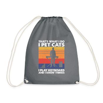 That's What Do Pet Cats Play Keyboard Know Things - Drawstring Bag - grey - Front