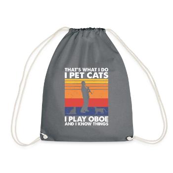 That's What Do Pet Cats Play Oboe & Know Things - Drawstring Bag - grey - Front