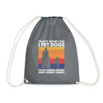 Pet Dogs Play Conga Drums & Know Things - Drawstring Bag - grey - Front