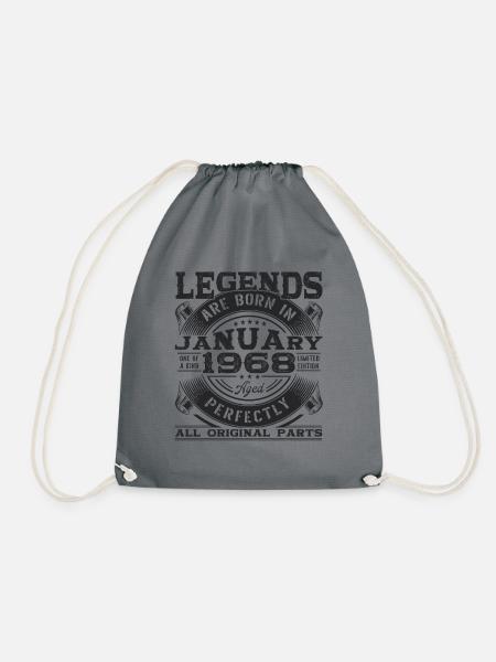 Jahrgang 1968 Januar 55. Geburtstag Geschenk Mann - Turnbeutel - Grau