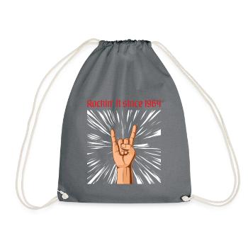 Rockin it since 1964 Heavy Metal Birthday Greeting - Drawstring Bag - grey - Front