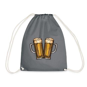 Bier Glas Prost Drinking - Turnbeutel - Grau - Vorne