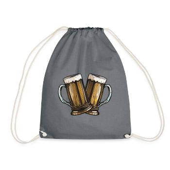 Beer Glass Toast Party - Drawstring Bag - grey - Front