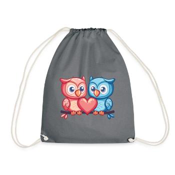 Owl Couple In Love Animal Valentine's Day - Drawstring Bag - grey - Front