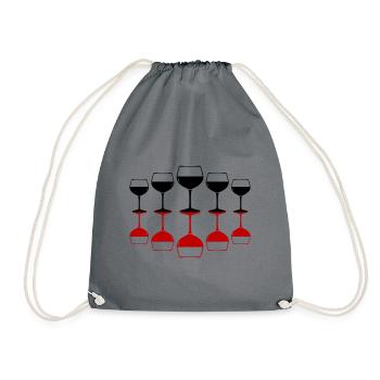 Wine Symbol Red Wine Glass - Drawstring Bag - grey - Front