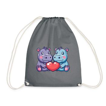 Hippopotame Couple Amour Couple En Amour - Sac de sport léger - gris - Devant
