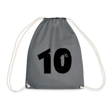 10 Number - Drawstring Bag - grey - Front