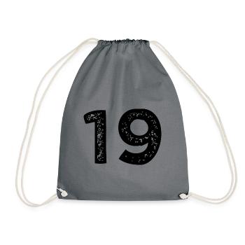 19 Zahl Trikot - Turnbeutel - Grau - Vorne