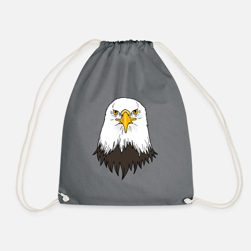 Bald Eagle Head - Drawstring Bag - grey