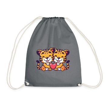 Tiger Couple Love Couple In Love - Drawstring Bag - grey - Front