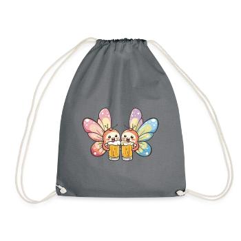 Schmetterling Bier Lustig Party - Turnbeutel - Grau - Vorne