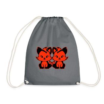 Fox Cute Cute Baby - Drawstring Bag - grey - Front