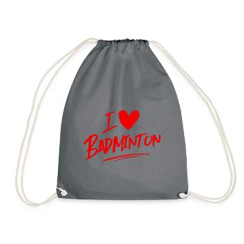 I love badminton - Drawstring Bag - grey - Front