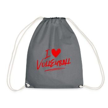 I love volleyball - Drawstring Bag - grey - Front
