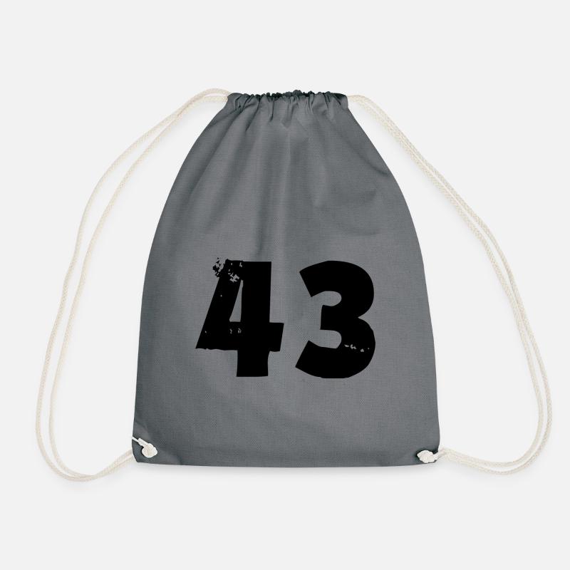 43 Number - Drawstring Bag - grey