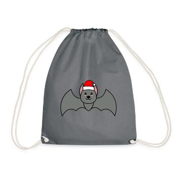 Fledermaus Comic Weihnachten Xmas - Turnbeutel - Grau - Vorne
