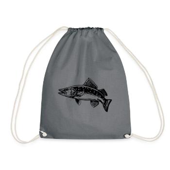 Hecht Fisch Silhouette - Turnbeutel - Grau - Vorne