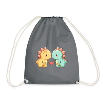 Dinosaure Stégosaure Couple Amour Couple Amoureux - Sac de sport léger - gris - Devant