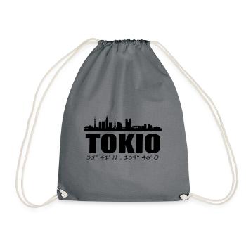 Tokio Koordinaten - Turnbeutel - Grau - Vorne