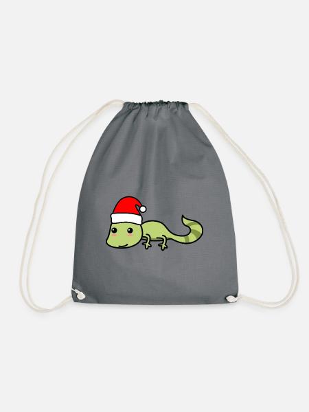 Gecko Comic Weihnachten Xmas - Turnbeutel - Grau