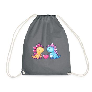 Dinosaure stégosaure couple amour - Sac de sport léger - gris - Devant