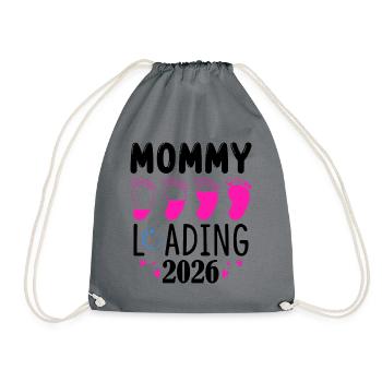 Mommy Loading 2026 With Cute Baby Feet - Drawstring Bag - grey - Front