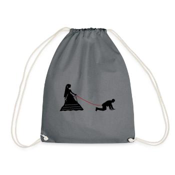 Hochzeit Brautpaar Leine - Turnbeutel - Grau - Vorne