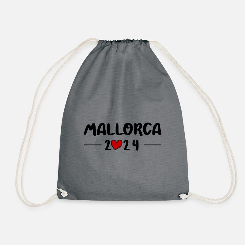 Mallorca 2024 Herz Reise - Turnbeutel - Grau
