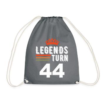 Legends turn 44, 44 birthday - Drawstring Bag - grey - Front