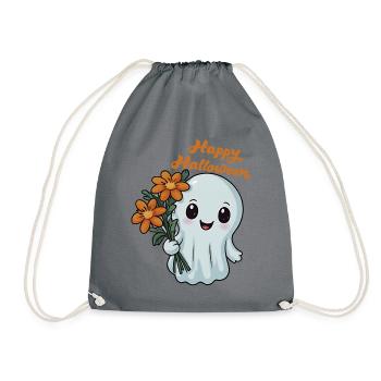 Happy Halloween Gespenst - Spooky Ghost - Turnbeutel - Grau - Vorne
