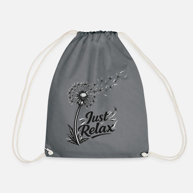 Just Relax Motif – Fun Chill Design - Drawstring Bag - grey