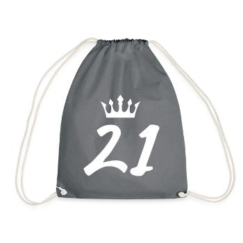 21 Number crown - Drawstring Bag - grey - Front