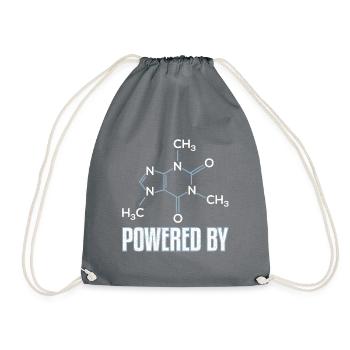 Powered By Caffeine Molecule Gift - Drawstring Bag - grey - Front