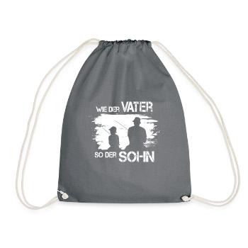 Wie Der Vater So Der Sohn Angler Fischer Rute - Turnbeutel - Grau - Vorne