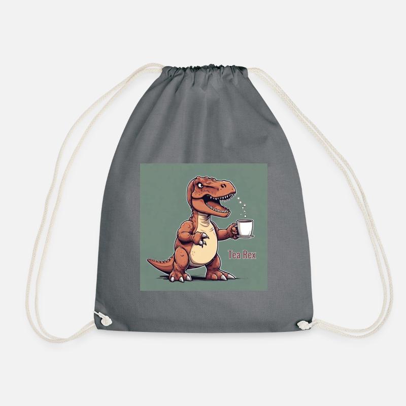 Tyrannosaurus Rex / T-Rex "Tea Rex" rot - Turnbeutel - Grau