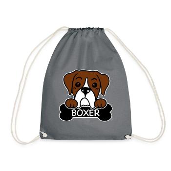 Boxer and bones - Drawstring Bag - grey - Front