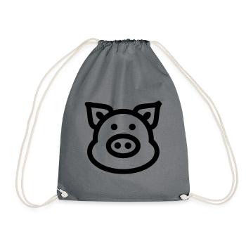 Pig Animal - Drawstring Bag - grey - Front
