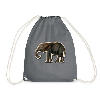 Elephant with Tape - Drawstring Bag - grey - Front