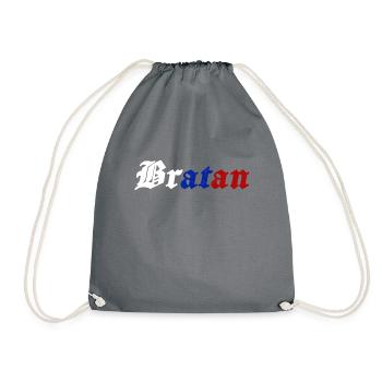 bratan youth word funny vintage design - Drawstring Bag - grey - Front