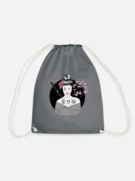 Moderne Geisha Japan - Turnbeutel - Grau