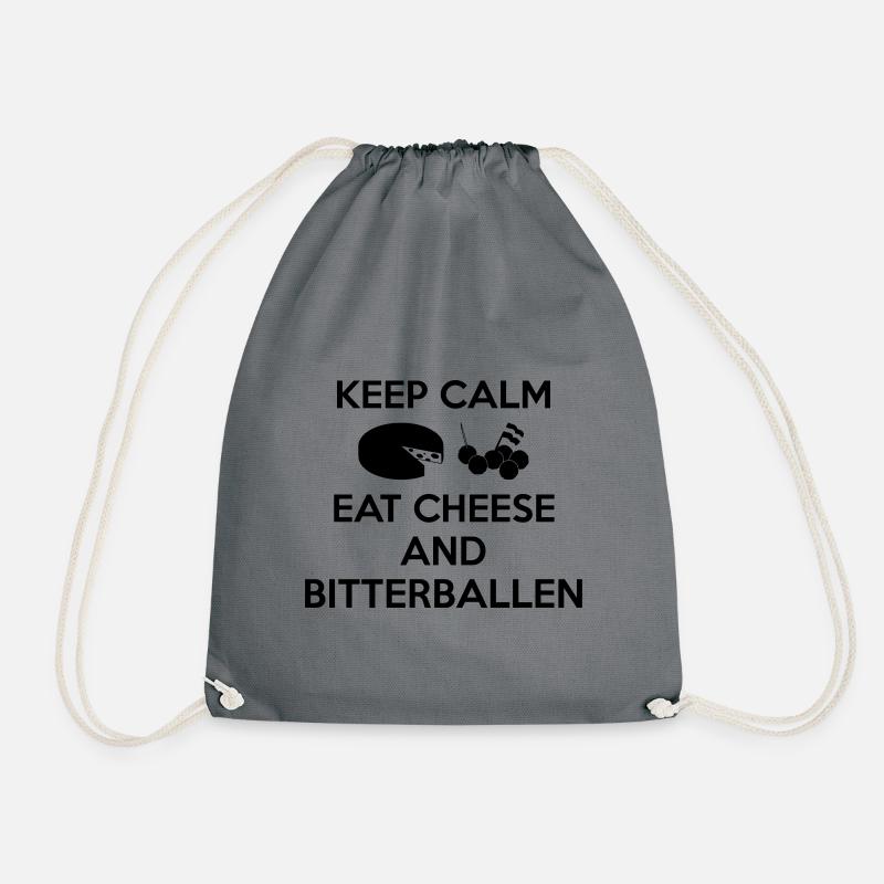 KEEP CALM Essen Sie Käse und Bitterballen Multi Color - Turnbeutel - Grau