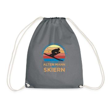 Unterschätze niemals einen alten Mann mit Skiern - Turnbeutel - Grau - Vorne