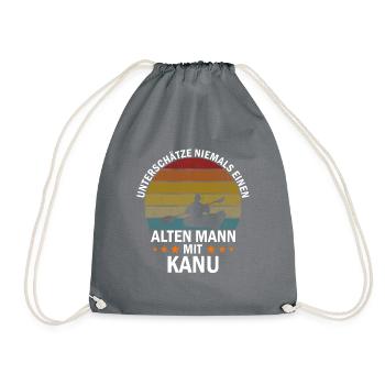 Alter Mann Mit Kanu - Turnbeutel - Grau - Vorne