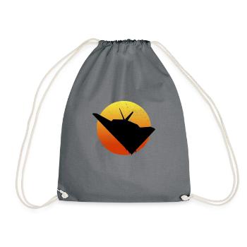 F117 Silhouette Retro Sunset Stealth Nighthawk - Drawstring Bag - grey - Front