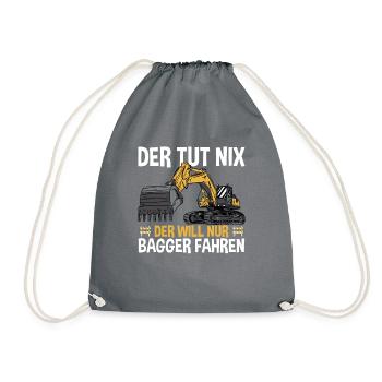 Der Will Nur Bagger Fahren - Turnbeutel - Grau - Vorne