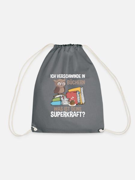 Ich Verschwinde In Büchern - Turnbeutel - Grau