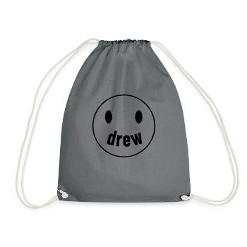 Drew Smiley Face zog gl�ckliches Gesicht Draw - Turnbeutel - Grau - Vorne